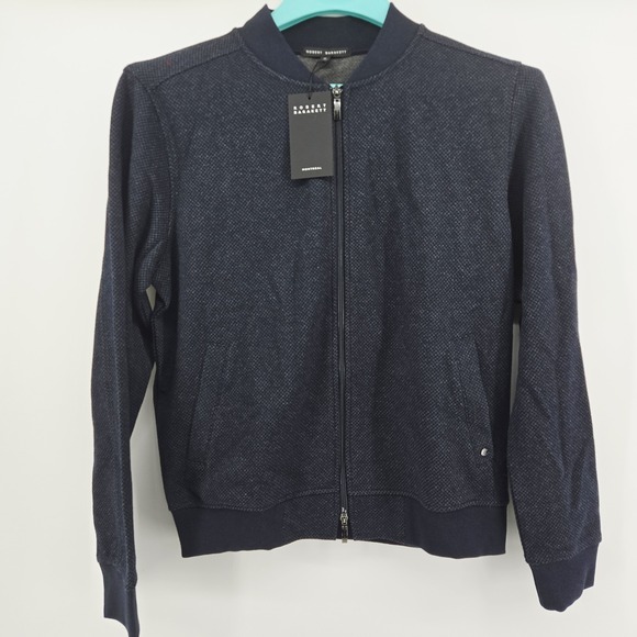 NWY Robert Barakett Niverville Bomber Jacket Navy Zip Up Cardigan Sweater Mens M
